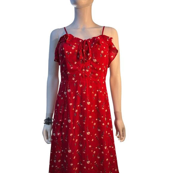 Anthropologie If By Sea Maxi Dress With Lace-Up Front Ruffle Details  Size S NWT - Picture 3 of 9